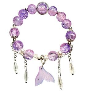 NWOT Etsy Love and Deepspace Rafayel Mermaid Tail Charm Purple Stretch Bracelet